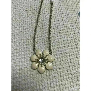 Cream floral enamel necklace